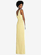 Alt View 3 Thumbnail - Pale Yellow Faux Wrap Whisper Satin Maxi Dress with Draped Tulip Skirt