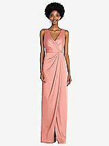 Alt View 1 Thumbnail - Rose - PANTONE Rose Quartz Faux Wrap Whisper Satin Maxi Dress with Draped Tulip Skirt