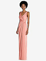 Alt View 2 Thumbnail - Rose - PANTONE Rose Quartz Faux Wrap Whisper Satin Maxi Dress with Draped Tulip Skirt