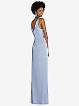 Alt View 3 Thumbnail - Sky Blue Faux Wrap Whisper Satin Maxi Dress with Draped Tulip Skirt