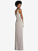 Alt View 3 Thumbnail - Taupe Faux Wrap Whisper Satin Maxi Dress with Draped Tulip Skirt