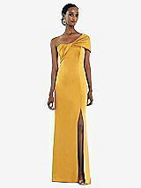 Front View Thumbnail - NYC Yellow Twist Cuff One-Shoulder Princess Line Trumpet Gown