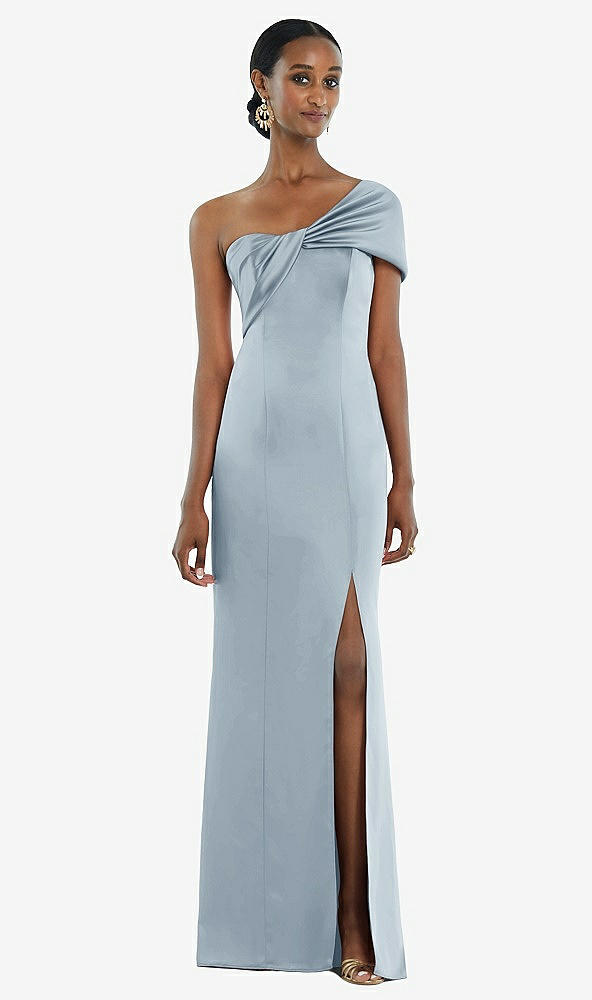 Front View - Mist Twist Cuff One-Shoulder Princess Line Trumpet Gown