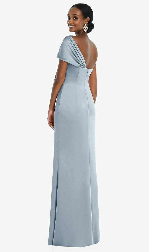 Back View - Mist Twist Cuff One-Shoulder Princess Line Trumpet Gown