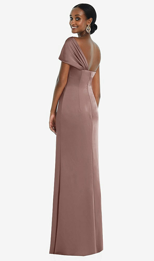 Back View - Sienna Twist Cuff One-Shoulder Princess Line Trumpet Gown