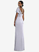 Rear View Thumbnail - Silver Dove Twist Cuff One-Shoulder Princess Line Trumpet Gown