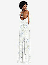 Rear View Thumbnail - Bleu Garden Faux Wrap Criss Cross Back Maxi Dress with Adjustable Straps