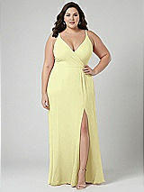 Alt View 1 Thumbnail - Butter Yellow Faux Wrap Criss Cross Back Maxi Dress with Adjustable Straps