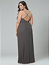 Alt View 2 Thumbnail - Caviar Gray Faux Wrap Criss Cross Back Maxi Dress with Adjustable Straps