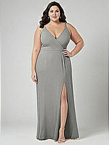 Alt View 1 Thumbnail - Chelsea Gray Faux Wrap Criss Cross Back Maxi Dress with Adjustable Straps