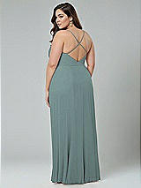 Alt View 2 Thumbnail - Icelandic Faux Wrap Criss Cross Back Maxi Dress with Adjustable Straps