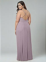 Alt View 2 Thumbnail - Lilac Dusk Faux Wrap Criss Cross Back Maxi Dress with Adjustable Straps