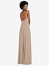 Rear View Thumbnail - Topaz Faux Wrap Criss Cross Back Maxi Dress with Adjustable Straps