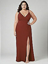 Alt View 1 Thumbnail - Auburn Moon Faux Wrap Criss Cross Back Maxi Dress with Adjustable Straps