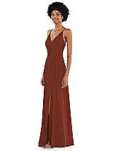 Side View Thumbnail - Auburn Moon Faux Wrap Criss Cross Back Maxi Dress with Adjustable Straps