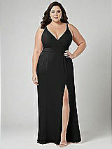 Alt View 1 Thumbnail - Black Faux Wrap Criss Cross Back Maxi Dress with Adjustable Straps