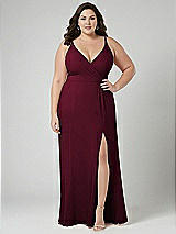 Alt View 1 Thumbnail - Cabernet Faux Wrap Criss Cross Back Maxi Dress with Adjustable Straps