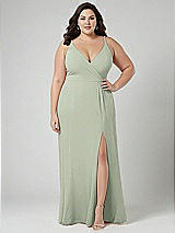 Alt View 1 Thumbnail - Celadon Faux Wrap Criss Cross Back Maxi Dress with Adjustable Straps