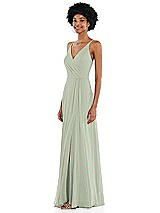 Side View Thumbnail - Celadon Faux Wrap Criss Cross Back Maxi Dress with Adjustable Straps