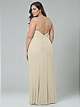 Alt View 2 Thumbnail - Champagne Faux Wrap Criss Cross Back Maxi Dress with Adjustable Straps