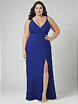 Alt View 1 Thumbnail - Cobalt Blue Faux Wrap Criss Cross Back Maxi Dress with Adjustable Straps