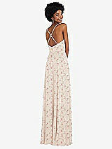 Rear View Thumbnail - Coquette Floral Print Faux Wrap Criss Cross Back Maxi Dress with Adjustable Straps