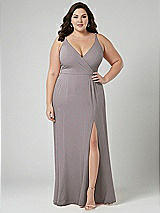 Alt View 1 Thumbnail - Cashmere Gray Faux Wrap Criss Cross Back Maxi Dress with Adjustable Straps