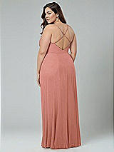 Alt View 2 Thumbnail - Desert Rose Faux Wrap Criss Cross Back Maxi Dress with Adjustable Straps