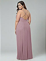 Alt View 2 Thumbnail - Dusty Rose Faux Wrap Criss Cross Back Maxi Dress with Adjustable Straps