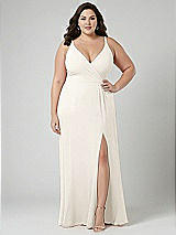 Alt View 1 Thumbnail - Ivory Faux Wrap Criss Cross Back Maxi Dress with Adjustable Straps