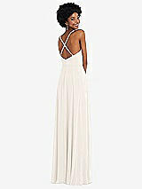 Rear View Thumbnail - Ivory Faux Wrap Criss Cross Back Maxi Dress with Adjustable Straps