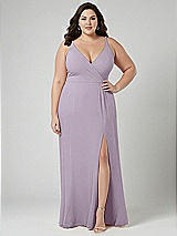 Alt View 1 Thumbnail - Lilac Haze Faux Wrap Criss Cross Back Maxi Dress with Adjustable Straps