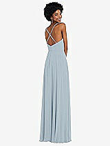 Rear View Thumbnail - Mist Faux Wrap Criss Cross Back Maxi Dress with Adjustable Straps