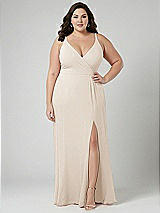 Alt View 1 Thumbnail - Oat Faux Wrap Criss Cross Back Maxi Dress with Adjustable Straps