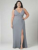 Alt View 1 Thumbnail - Platinum Faux Wrap Criss Cross Back Maxi Dress with Adjustable Straps