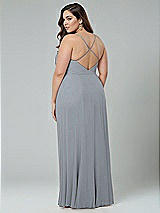 Alt View 2 Thumbnail - Platinum Faux Wrap Criss Cross Back Maxi Dress with Adjustable Straps