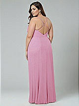 Alt View 2 Thumbnail - Powder Pink Faux Wrap Criss Cross Back Maxi Dress with Adjustable Straps