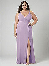 Alt View 1 Thumbnail - Pale Purple Faux Wrap Criss Cross Back Maxi Dress with Adjustable Straps