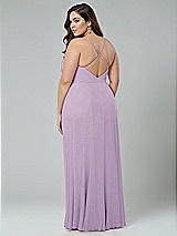 Alt View 2 Thumbnail - Pale Purple Faux Wrap Criss Cross Back Maxi Dress with Adjustable Straps