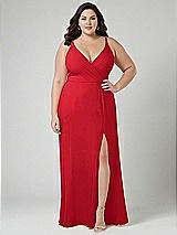 Alt View 1 Thumbnail - Parisian Red Faux Wrap Criss Cross Back Maxi Dress with Adjustable Straps