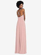 Rear View Thumbnail - Rose - PANTONE Rose Quartz Faux Wrap Criss Cross Back Maxi Dress with Adjustable Straps