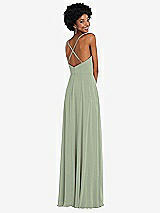 Rear View Thumbnail - Sage Faux Wrap Criss Cross Back Maxi Dress with Adjustable Straps