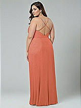 Alt View 2 Thumbnail - Terracotta Copper Faux Wrap Criss Cross Back Maxi Dress with Adjustable Straps