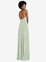 Rear View Thumbnail - Vintage Primrose Sage Faux Wrap Criss Cross Back Maxi Dress with Adjustable Straps