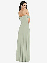 Rear View Thumbnail - Celadon Off-the-Shoulder Draped Sleeve Maxi Dress with Front Slit