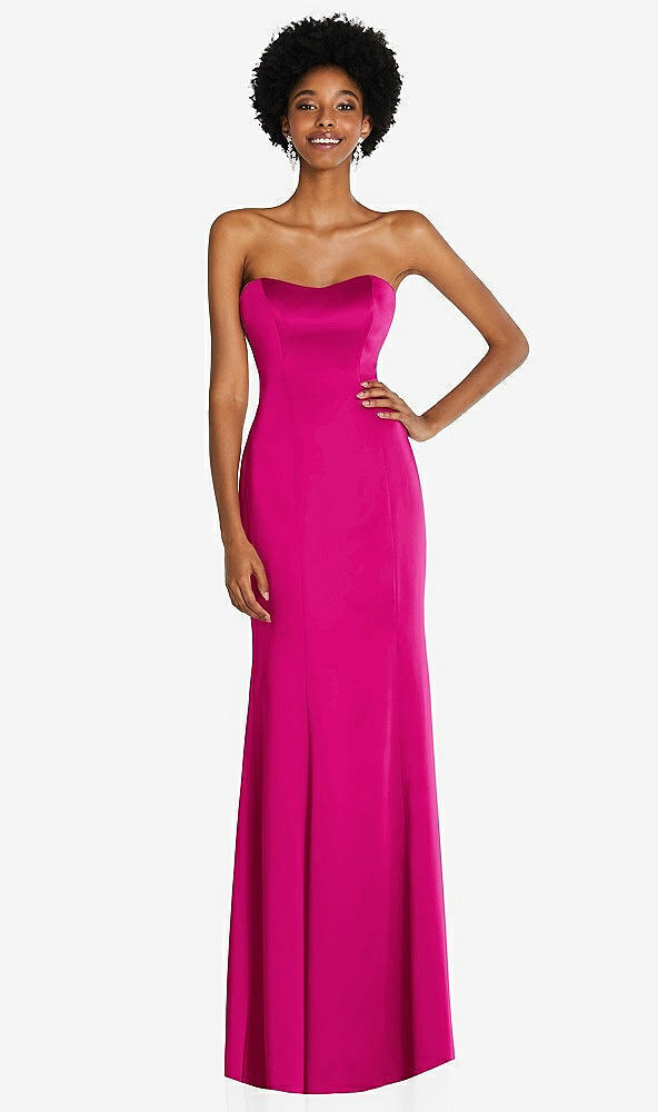 Front View - Think Pink Strapless Princess Line Lux Charmeuse Mermaid Gown