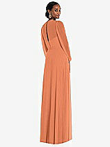 Rear View Thumbnail - Sweet Melon Strapless Chiffon Maxi Dress with Puff Sleeve Blouson Overlay 