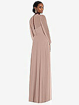 Rear View Thumbnail - Neu Nude Strapless Chiffon Maxi Dress with Puff Sleeve Blouson Overlay 