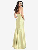 Rear View Thumbnail - Butter Yellow Bow Cuff Strapless Princess Waist Trumpet Gown