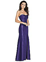 Side View Thumbnail - Grape Bow Cuff Strapless Princess Waist Trumpet Gown